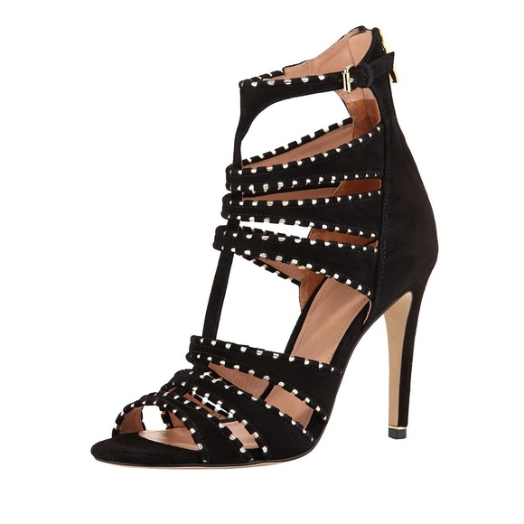 Sigerson Morrison MELANIA Open Toe Strappy Sandal Heels Pump Black 8 New $450 - Picture 1 of 9